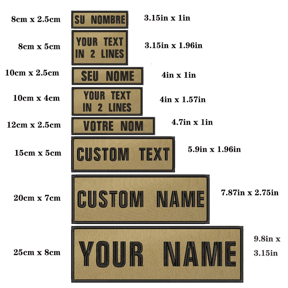 Parche personalizado con nombre y número, etiquetas de insignia a rayas, brazalete de chevrons, bucle de hierro o gancho bordado de color caqui, 1 ud.