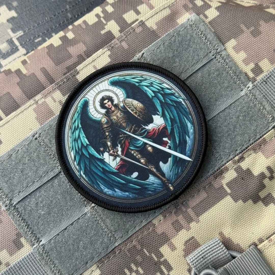 Parche del ejército de moral táctica Chevron "Arcángel Michael", brazalete militar, parches de gancho y bucle bordados para pegatina de mochila