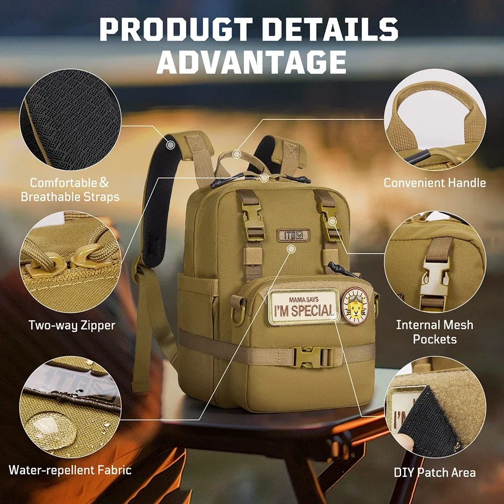 Mochila táctica 1TG Mini bolso de estilo táctico con bolsa desmontable para deportes al aire libre - imagen 4