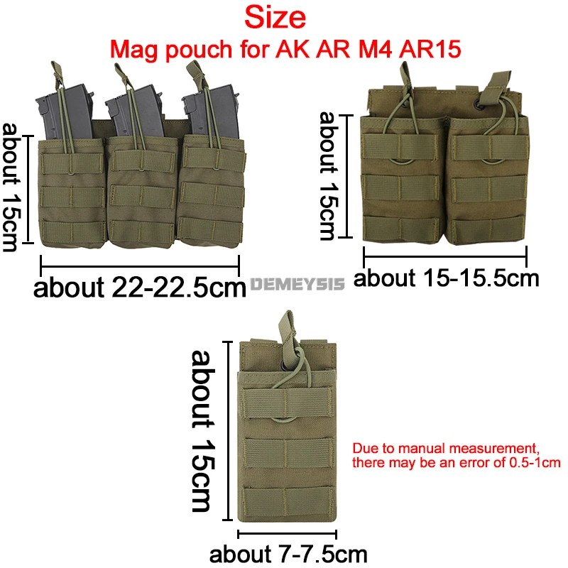 Bolsa de nailon individual doble Triple para revistas AR15 M4 5,56 AK 7,62 funda Molle Airsoft Mag Carrier chalecos de caza bolsa portadora de placa - imagen 2