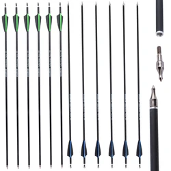 ID 6,2mm tiro con arco flecha de carbono 6/12/24 Uds 31,5 pulgadas Spine500 flecha 100 puntos de grano arco tiro al aire libre práctica de caza objetivo