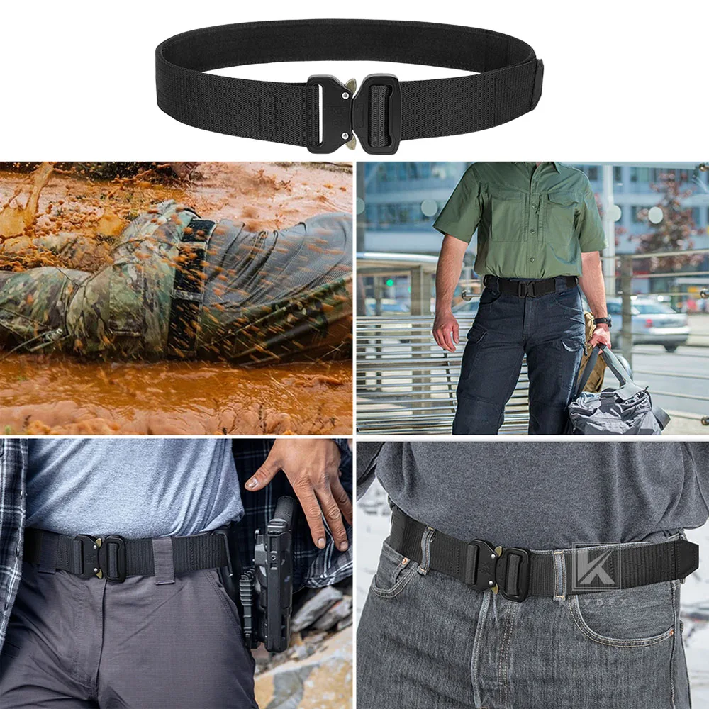 KRYDEX-Cinturón de trabajo táctico de 1,5 pulgadas, gancho de liberación rápida para caza y tiro, correas de nailon reforzado de 2 capas, cinturón con hebilla de Metal - imagen 3