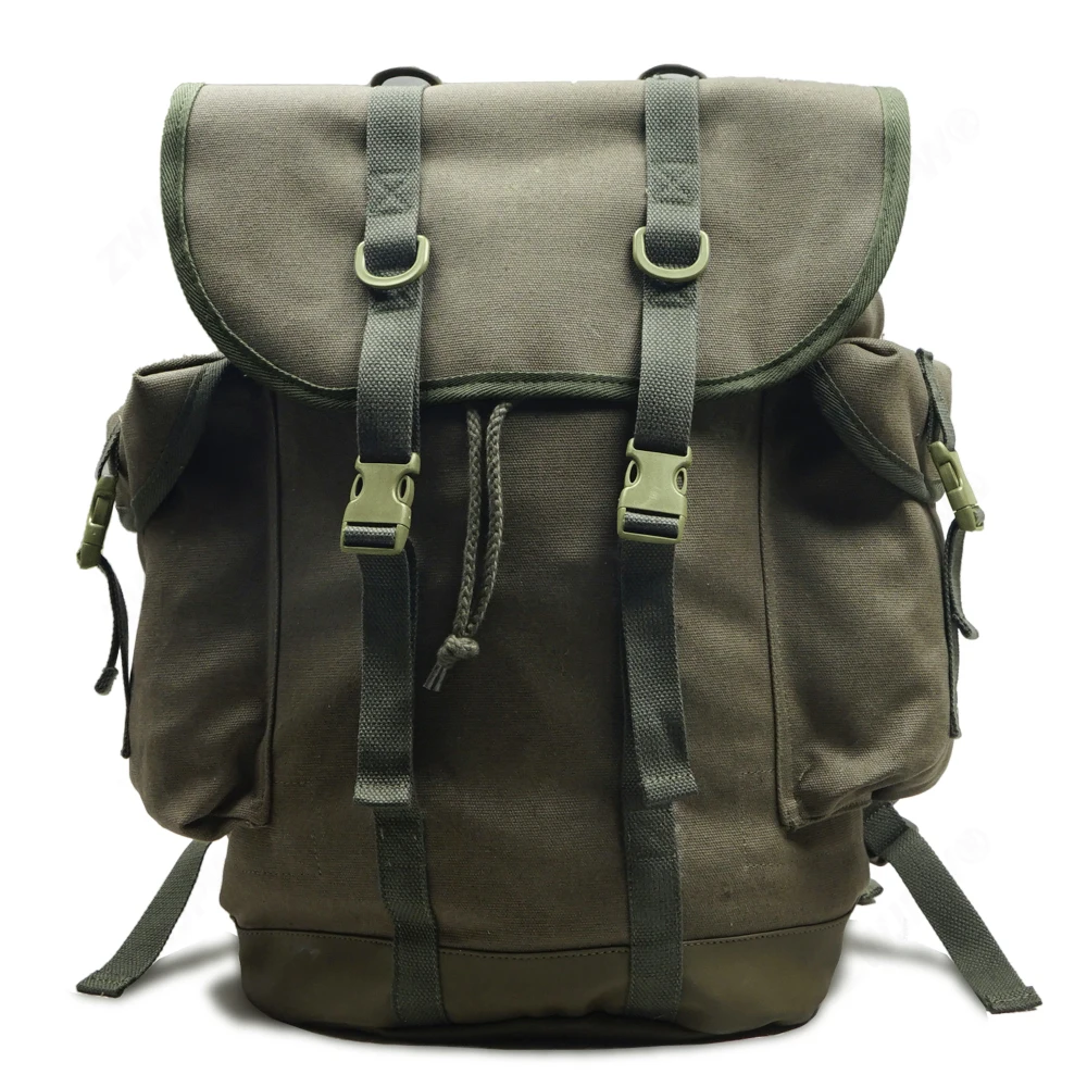 Mochila de lona de estilo alemán 35L gran capacidad senderismo Camping Trekking mochila de viaje al aire libre verde Vintage impermeable duradera - imagen 2