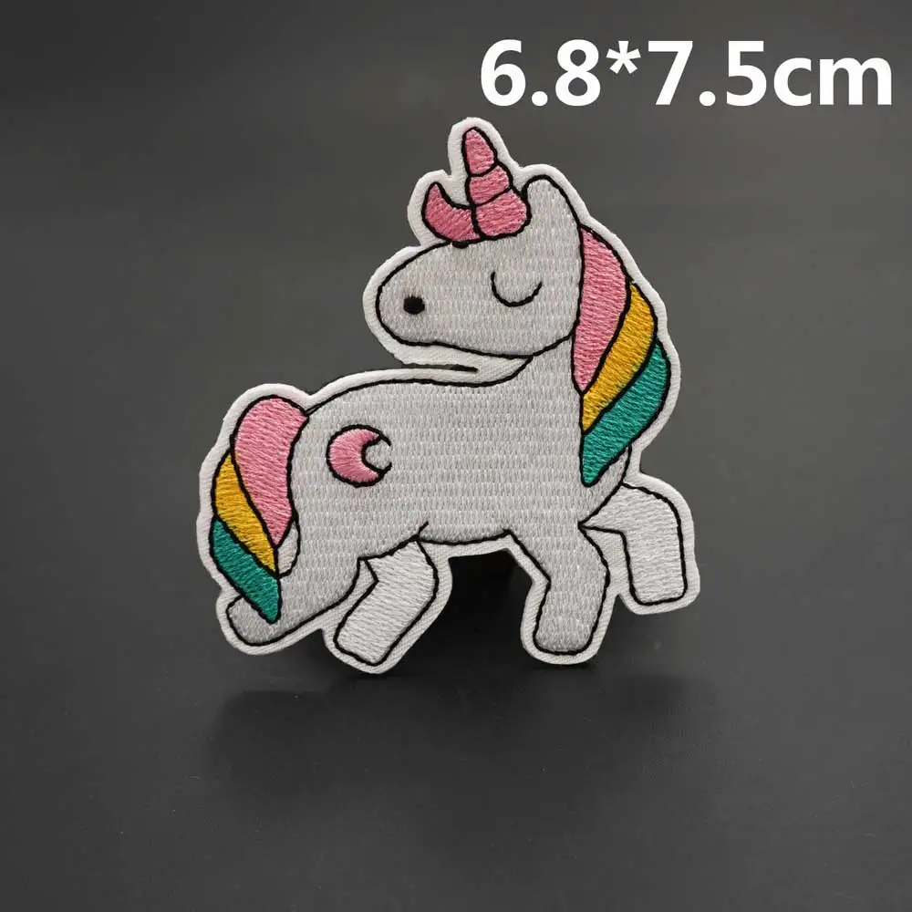 Parches bordados de unicornio de dibujos animados para coser en ropa, insignia de aplique DIY lindo - imagen 4