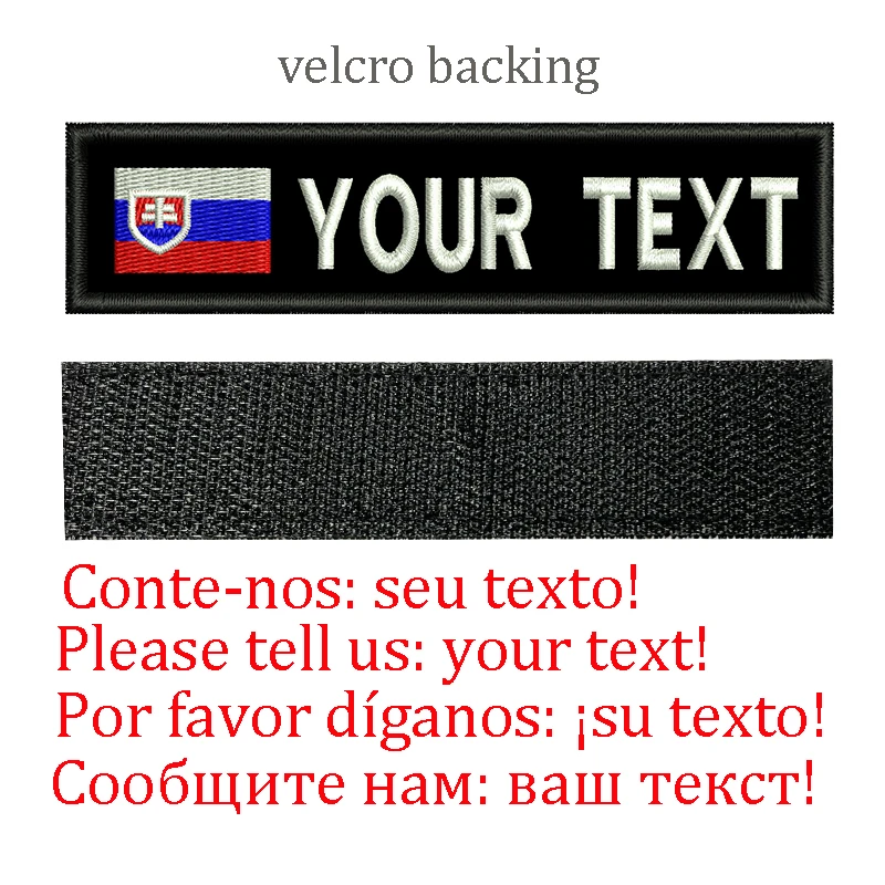 Bordado de bandera de Eslovaquia con nombre personalizado, parches de rayas, insignias, pegatina, planchado, costura, gancho y lazo para ropa, bolsas, sombrero, arnés - imagen 4