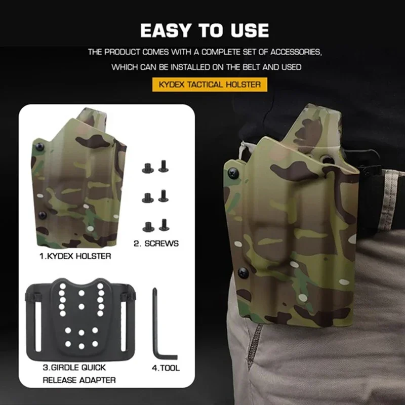 Funda ligera Kydex para pistola táctica GL 34 XH35, funda para linterna, cinturón, funda para cintura, accesorios de caza - imagen 4