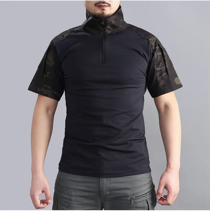 HAN WILD-camisetas de verano para hombre, camisa táctica del ejército Softair, senderismo, manga corta, camuflaje militar, algodón, ropa de Paintball - imagen 4