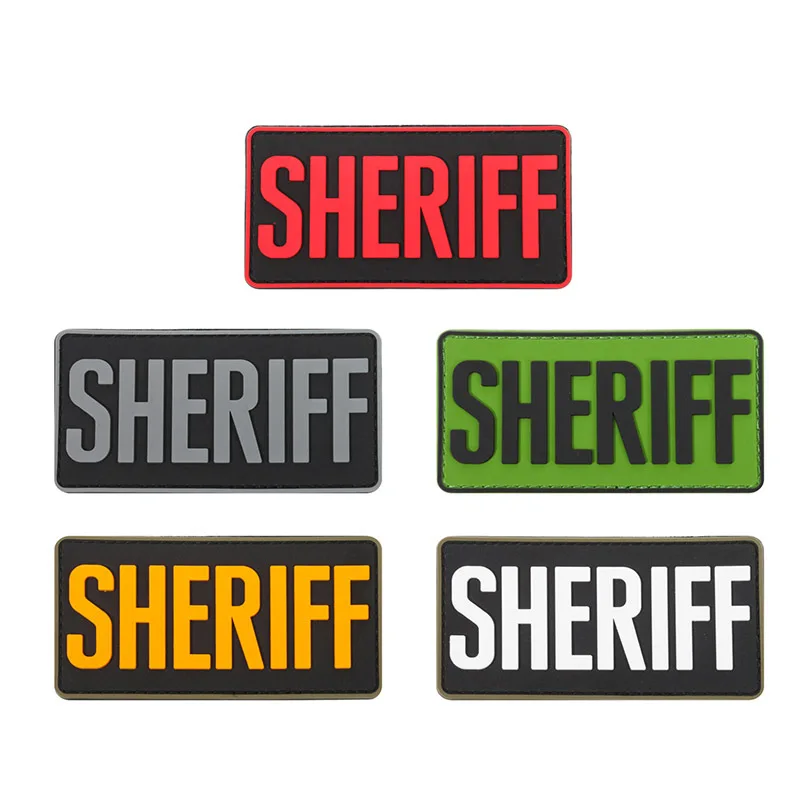 Accesorios para exteriores, letras en inglés, insignias de goma de PVC, chalecos SHERIFF, brazaletes luminosos, parches de gancho y bucle para chaquetas - imagen 4