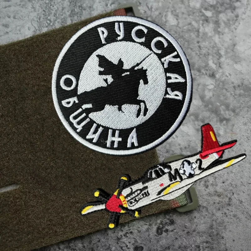 Parches tácticos de la comunidad rusa Shevloyon, ropa P-51 Warbird Razorback Fighter, parche bordado de moral militar, bucle de gancho - imagen 2