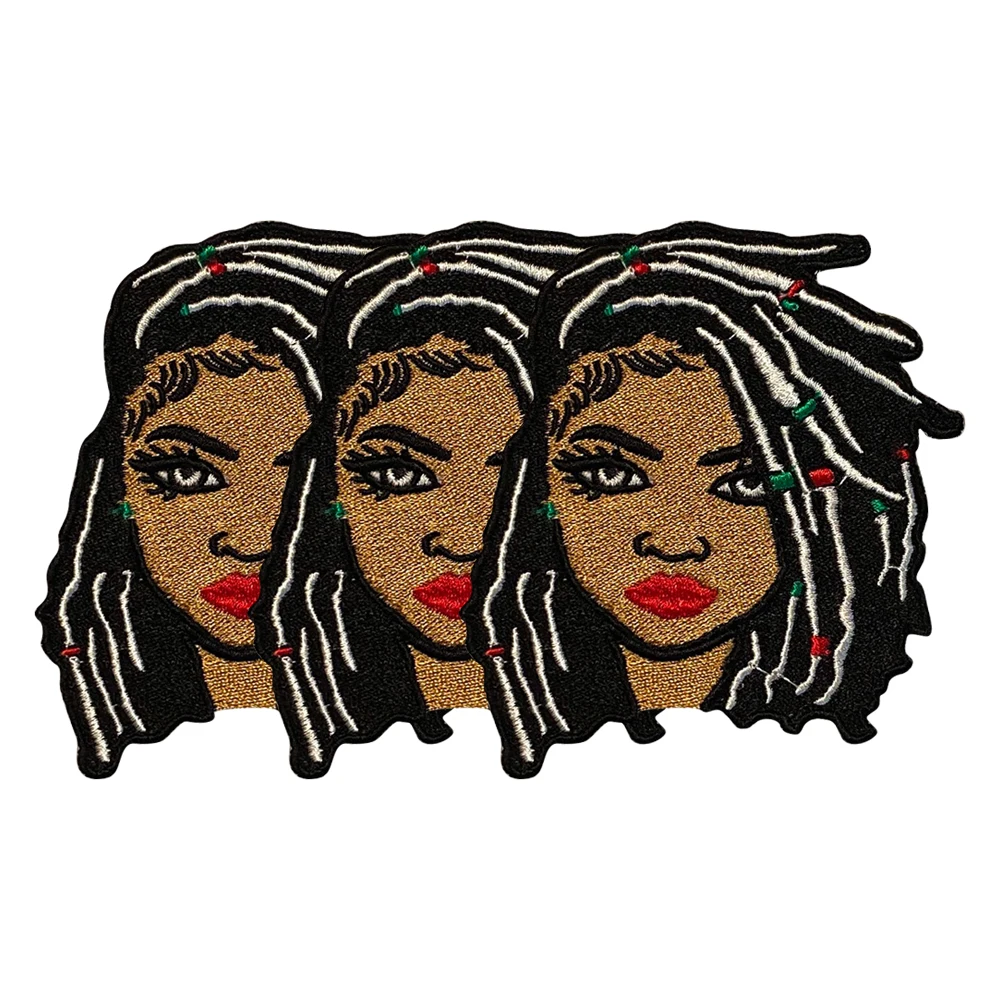 Parches bordados para chica, rastas, hermosa señora, parche bordado, accesorios de ropa, planchado en ropa, chaqueta, bolsa, pantalones vaqueros - imagen 3