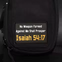 Parche "Isaiah 54:17", insignia de moral táctica, mochila con gancho y bucle estampado, accesorios de decoración de ropa, brazalete adhesivo