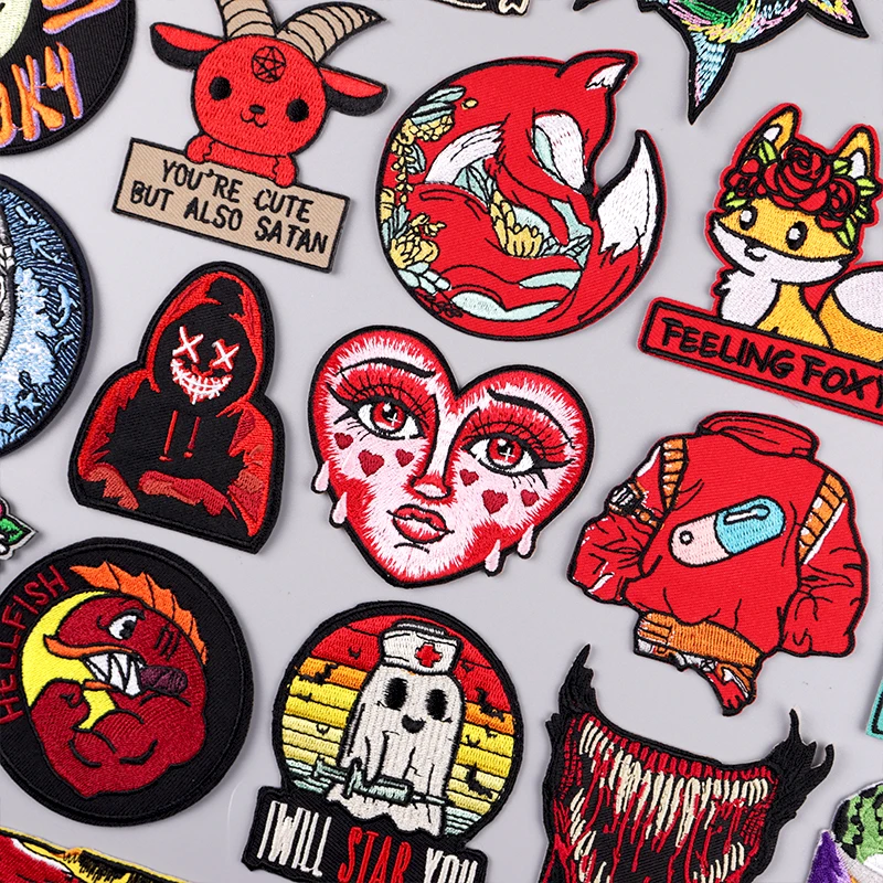 Parche bordado Punk, parches para planchar para ropa, parches bordados de animales con calavera de Hip Hop para ropa, parche Fusible de costura DIY - imagen 2