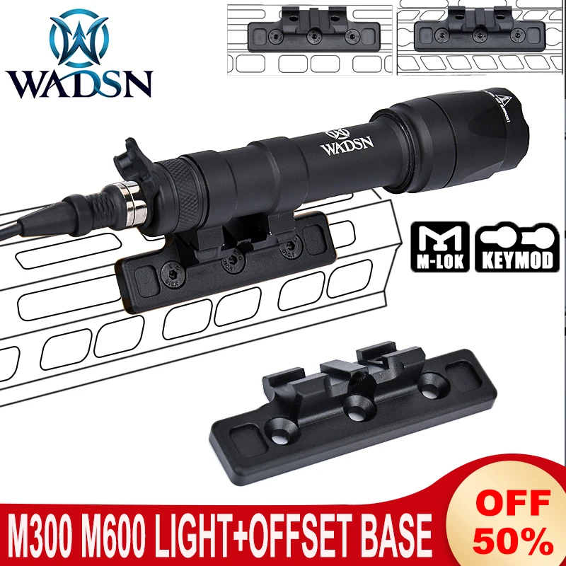 Linterna Airsoft M300 M300A, Base de montaje compensada SF M600 M600C, luz de caza, montaje en riel lateral, foco explorador para Mlok Keymod - imagen 4