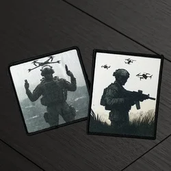 Parche dron soldado – insignia táctica con velcro