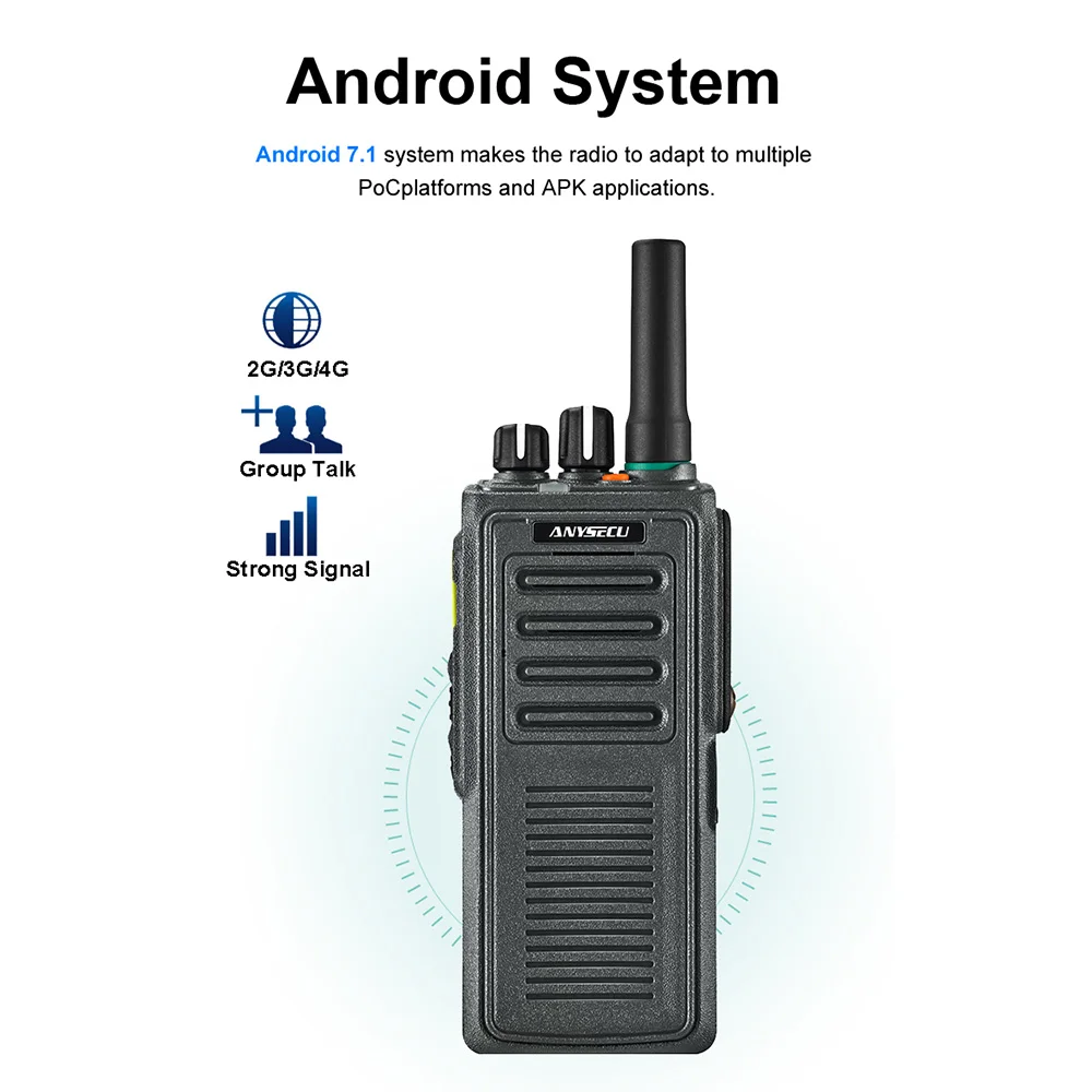 Anysec- walkie-talkie HD765, 4G, POC, 4000mAh, Tarjeta SIM Dual, IP67, Android, con GPS, BT4.0, con interfaz tipo C y M6, NFC - imagen 4