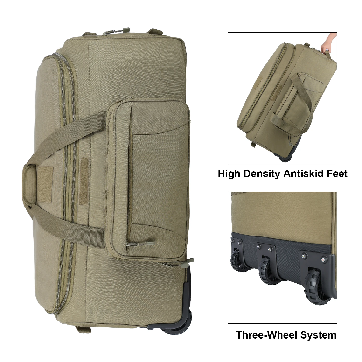LQARMY 124L bolsa de viaje para acampar al aire libre cubierta de carrito grande impermeable Nylon práctico bolso de viaje bolsa de almacenamiento de equipaje - imagen 4
