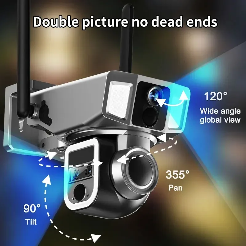 Cámara de seguridad IP 2 en 1 para exteriores, lente Dual 3K, 6MP, Monitor de Zoom 10X, tarjeta SIM, PTZ, batería de 12000MAH, 4G y WIFI - imagen 5