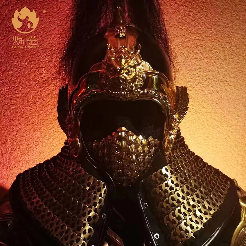 Boquilla de máscara samurái, accesorios de Cosplay Hanfu, armadura china, armadura bloqueada - imagen 2