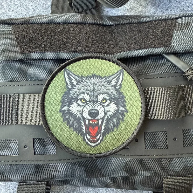 Parche de lobo militar, emblema de gancho y bucle, insignia de moral impresa, brazalete de combate, parche táctico para mochila