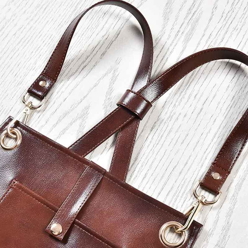 Delantal de barbería de cuero PU, correa cruzada, Barista, barman, uniforme de Chef, cafetería, Bistro, barbacoa, parrilla, floristería, peluquero, carpintero - imagen 5