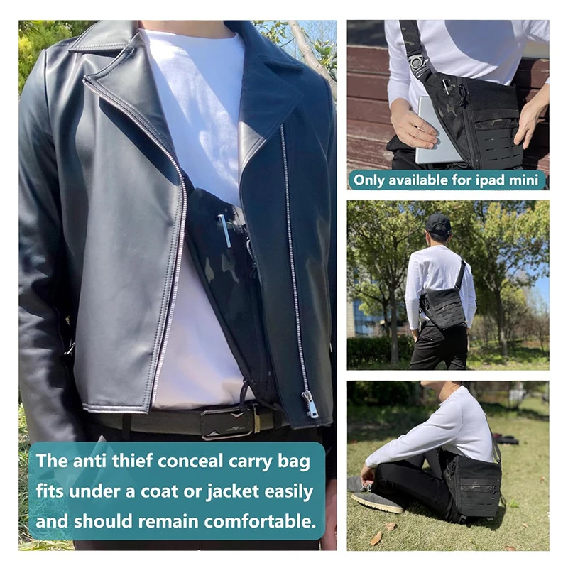 Bolsa antirrobo, bolsa de pecho, bolsa para axilas, agente oculto para hombre, bolso de hombro de combate Molle, billetera de viaje al aire libre, bolsa antirrobo para llaves de teléfono - imagen 4