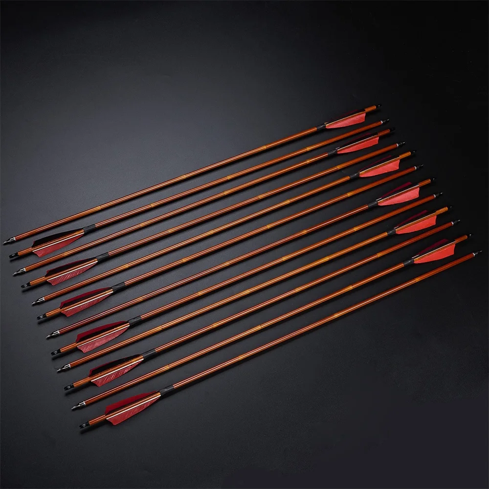 6/12/24 Uds. Flecha de carbono mezclada de tiro con arco de 31,5 pulgadas columna vertebral 500 ID6.2mm para arco largo recurvo compuesto flechas de práctica de caza al aire libre