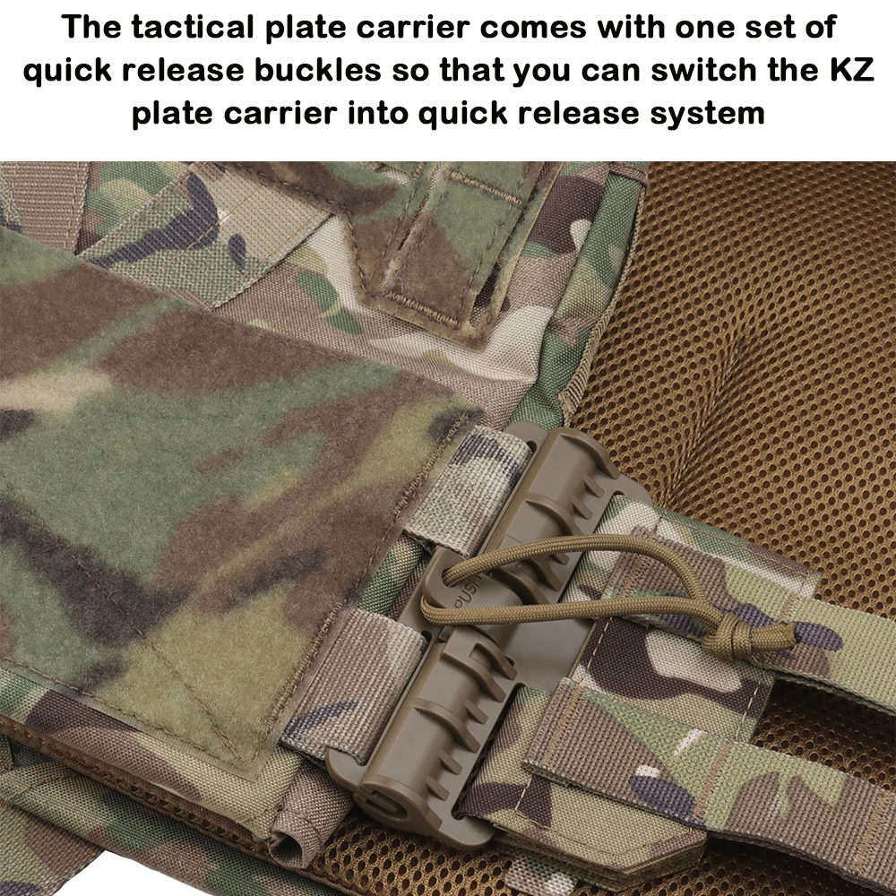 Portador de placa táctica KZ de perfil bajo, correa de hombro acolchada, liberación rápida, fajín, hebilla, chaleco de caza para Paintball Airsoft - imagen 3