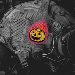 Parche tactico Halloween calabaza en llamas - Velcro PVC para ropa