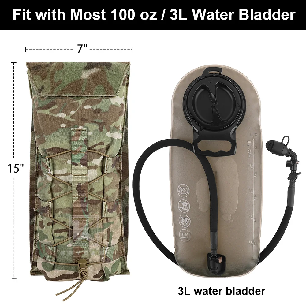 KRYDEX-Bolsa de hidratación táctica 500D 3L, paquete de transporte MOLLE Modular de 100 oz, bolsa de vejiga de agua, accesorios para caza al aire libre - imagen 5