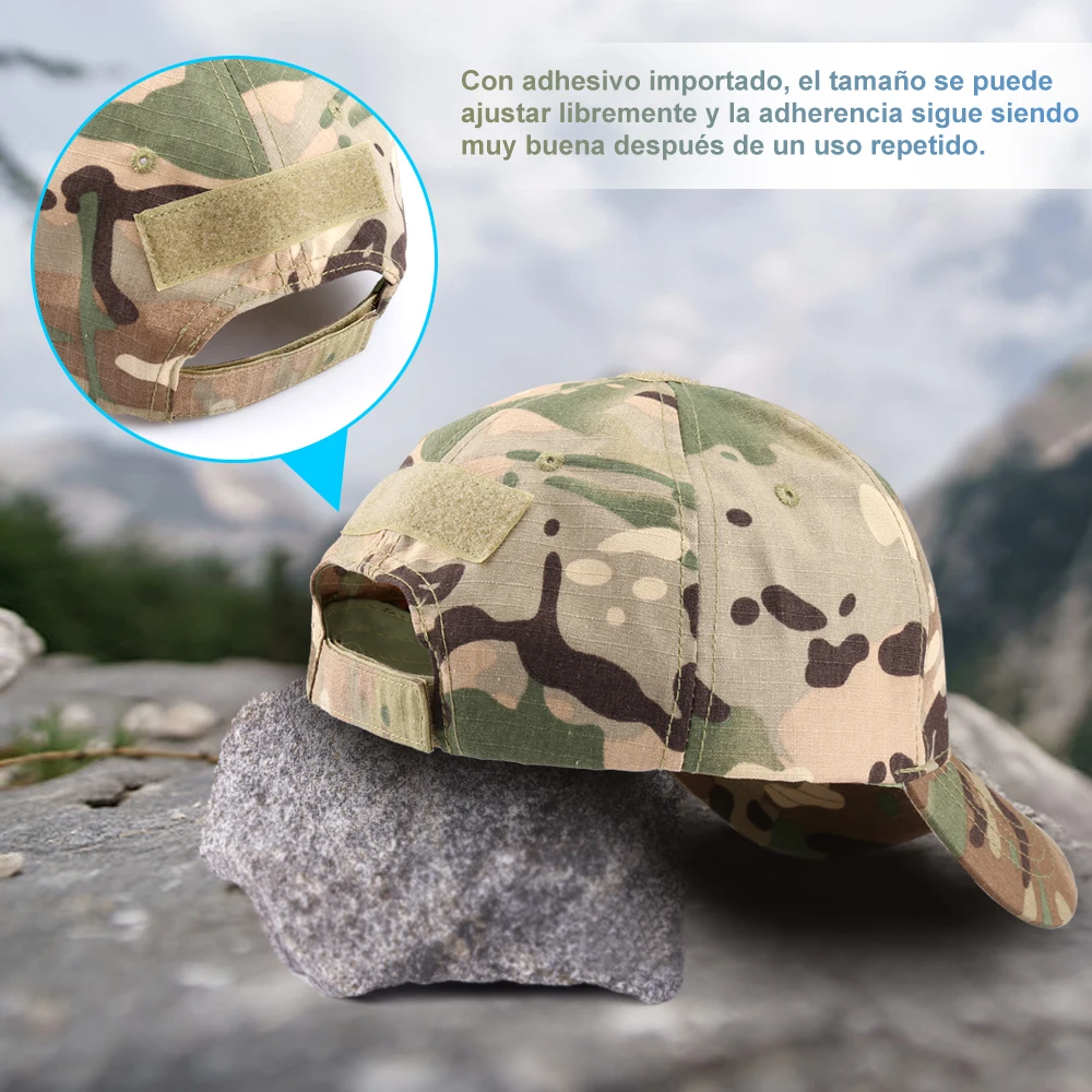Gorra ajustable de camuflaje para hombre, gorro de calavera táctica de malla, ejército, Airsoft, pesca, caza, senderismo, baloncesto - imagen 5