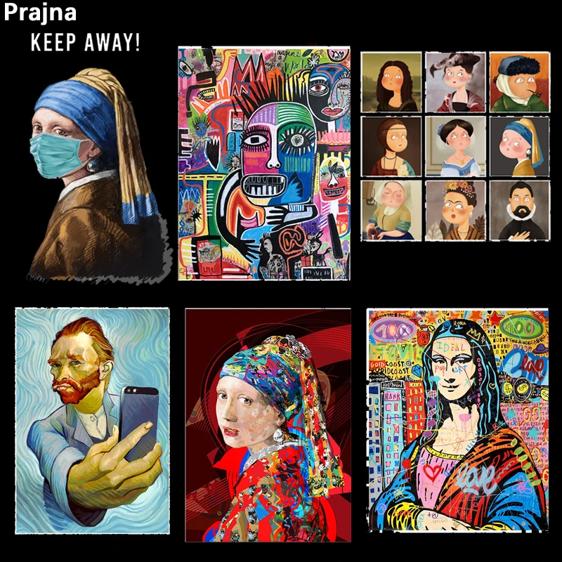 Parches para planchar Van Gogh para ropa, pegatinas térmicas Princekin a rayas para ropa, parche de transferencia de calor, parche para calcomanía de camiseta DIY - imagen 2