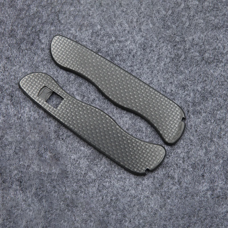 Parche de escamas de mango de cuchillo hecho de fibra de carbono/titanio para cuchillos del ejército suizo Victorinox Sentinel de 111MM, pieza de repuesto DIY - imagen 2