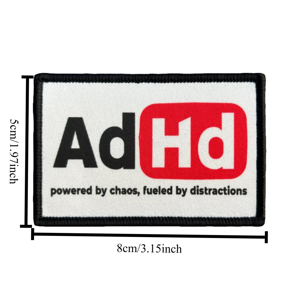 Parches tácticos "ADHD", divertidos estampados de UAV, cierre de gancho y bucle, insignia de moral militar, brazalete, pegatinas para mochila - imagen 2