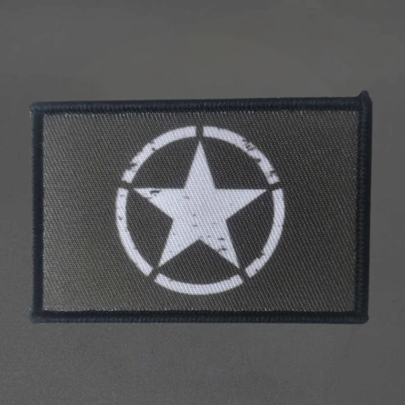 WW2 Star Printing Patch Tactical Vest Hook and Loop Hats Morale Badge Backpack Decorative Stickers Armband Patches for Clothing