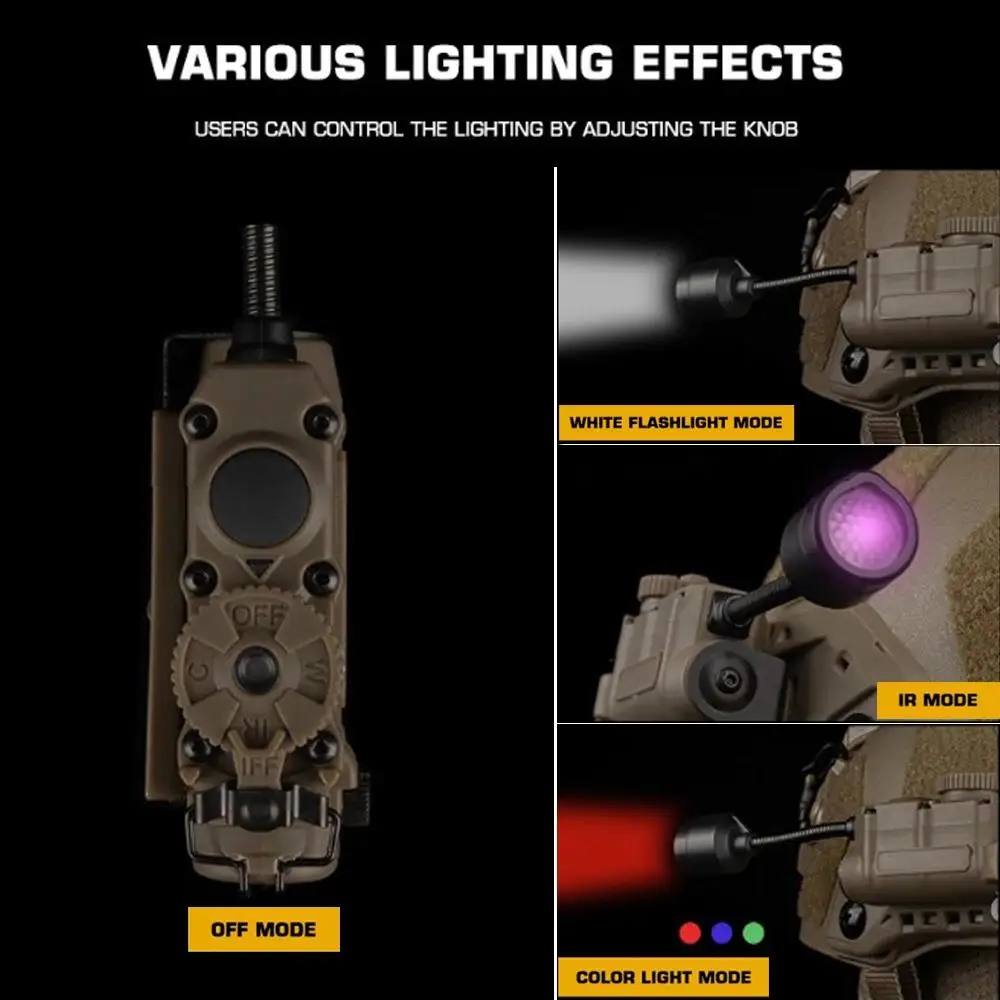 Luz táctica para casco Airsoft, modo rojo/verde/azul/blanco/IR, multiusos, para caza al aire libre, Camping, luz de señal de supervivencia de emergencia - imagen 4