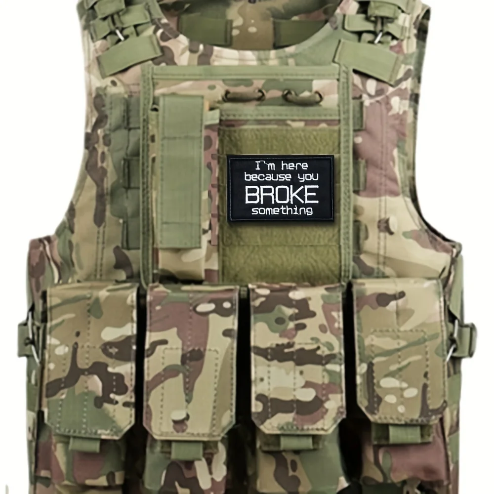 Parches Velcro Mochila TáCticos De Bordados BROKE SOMETHING-insignia de moral bordada táctica para mochila Molle, parche militar de Velcros, cierre de gancho y bucle, Meme divertido - imagen 4