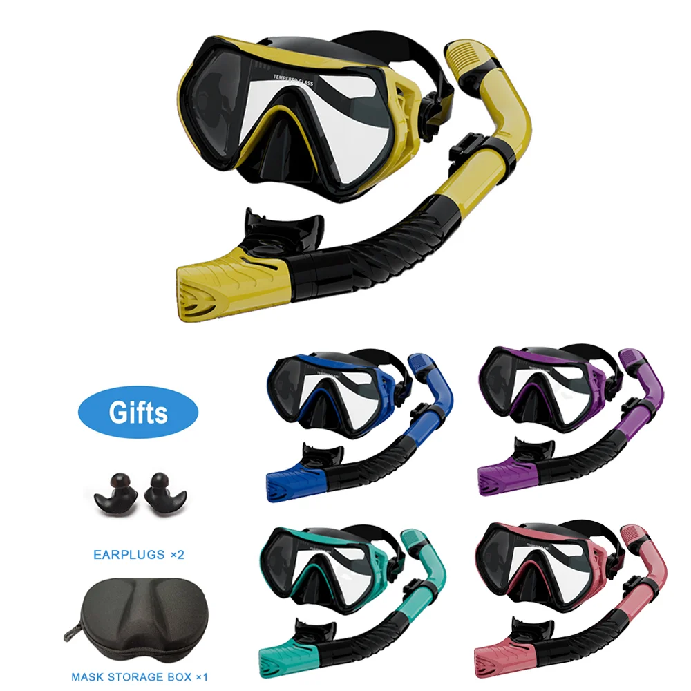 JSJM-mascarilla de buceo profesional superior, conjunto de snorkel, Kit de snorkel de Entrenamiento de natación, máscara de apnea, tubo de respiración + caja de almacenamiento - imagen 2