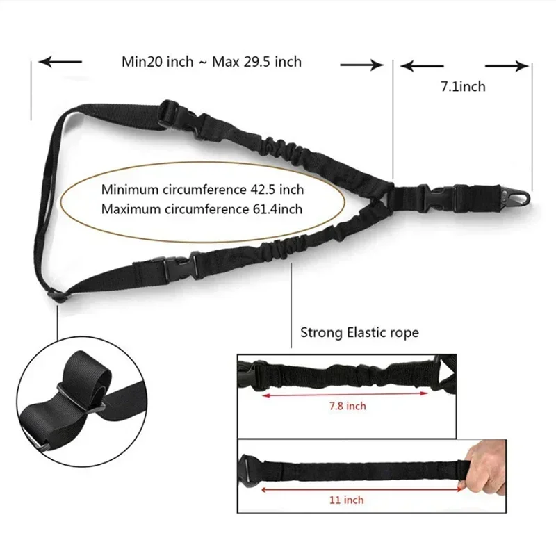 Correa ajustable para Rifle de caza, cuerda elástica de nailon para Airsoft, 1 punto - imagen 4