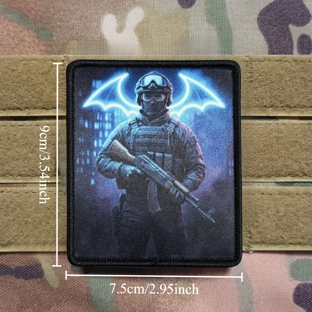 Parche divertido de murciélago de sombra, insignia de moral táctica, soldados Chevron, parches de gancho y bucle impresos para ropa, pegatina para mochila militar - imagen 2