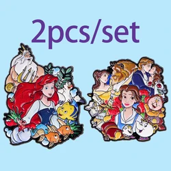 2 unids/set de alfileres esmaltados de princesa, conjunto de broche de dibujos animados de Anime, Pin de solapa de Metal, insignia, accesorios para mochila, regalos para seguidores de joyería