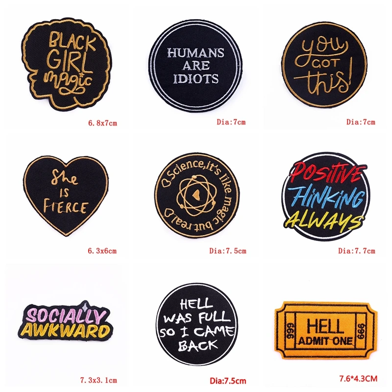 Parche de eslogan bordado de letras DIY, parches termoadhesivos para ropa, pegatinas para coser, 10 unids/lote - imagen 5