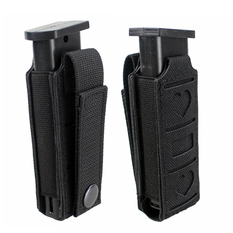 Bolsa táctica MOLLE de 9mm para una sola revista, funda abierta para revista, funda para pistola Mag, cinturón de cintura, bolsa de herramientas para la mayoría de pistolas - imagen 3