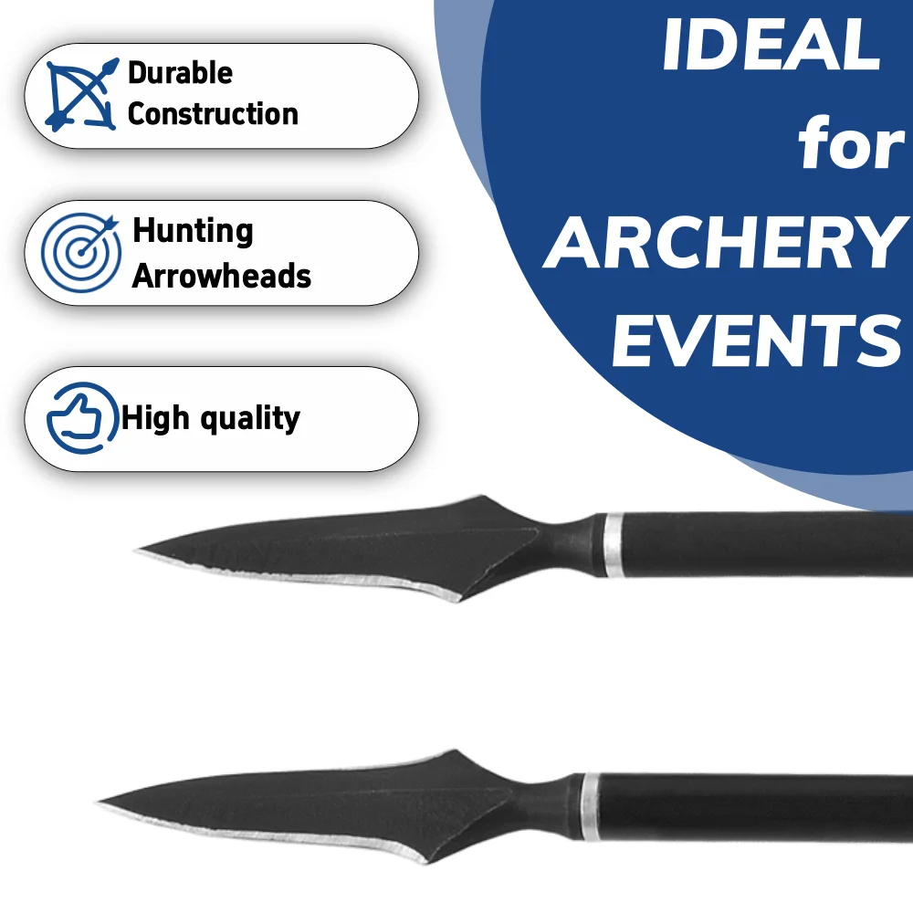 12 Uds. Puntas anchas de tiro con arco, puntas de flecha de Metal de acero de grano 200 para arco recurvo compuesto de objetivo, accesorios de caza para tiro al aire libre - imagen 3