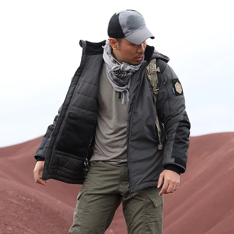 Chaqueta táctica para hombre, abrigo militar cálido a prueba de viento para invierno, caza al aire libre, senderismo, Emersongear, mezcla de algodón de zorro Polar con capucha - imagen 3