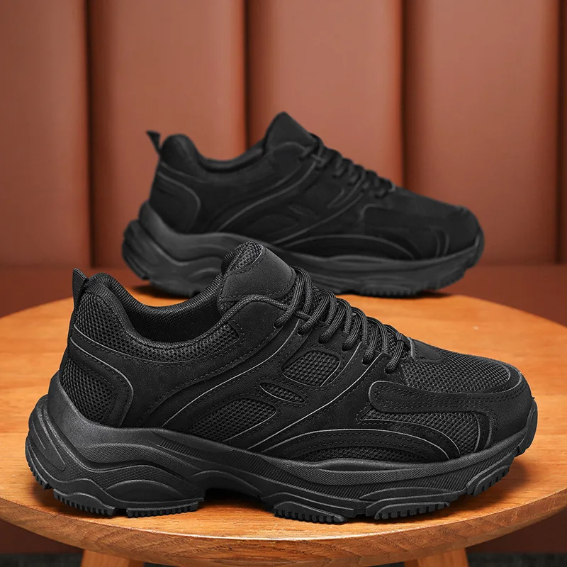 Zapatillas de correr para hombre, calzado informal de moda, color negro, resistente al desgaste, plataforma antideslizante, zapatillas deportivas para hombre, zapato de trabajo al aire libre de calidad