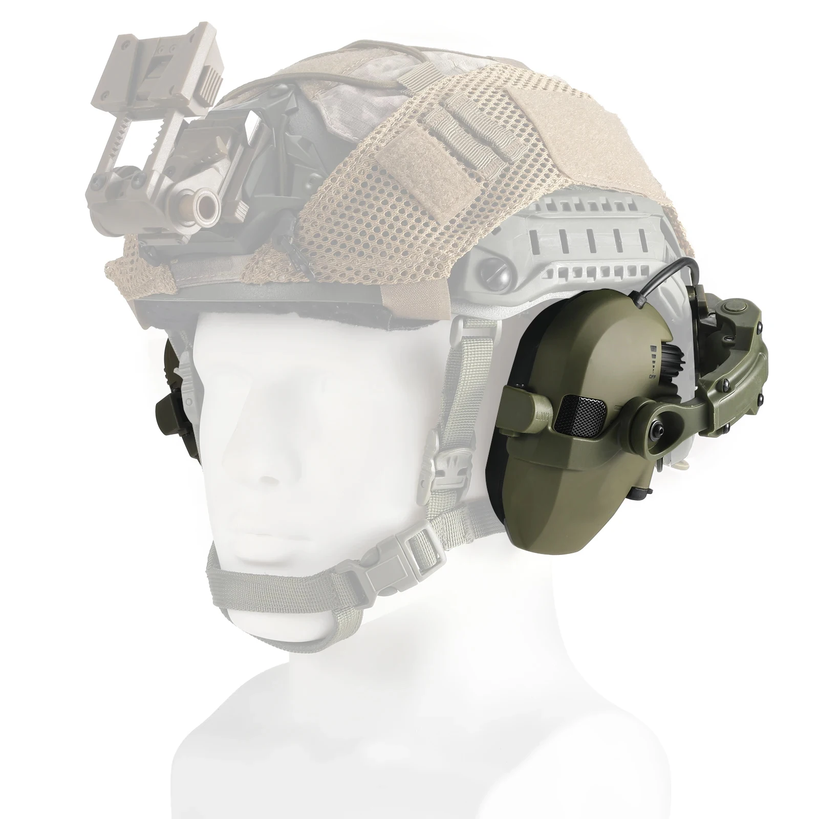 Orejeras con reducción de ruido para disparar Airsoft, casco táctico montado, Protector auditivo electrónico, auriculares con amplificación de sonido - imagen 3