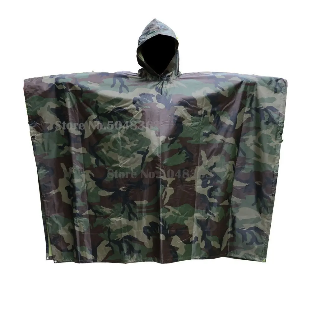 Chubasquero de camuflaje 3 en 1, Poncho de refugio solar, chaqueta de lluvia de camuflaje para exteriores, cubierta de lluvia para adultos, protección, ropa de lluvia del ejército - imagen 3