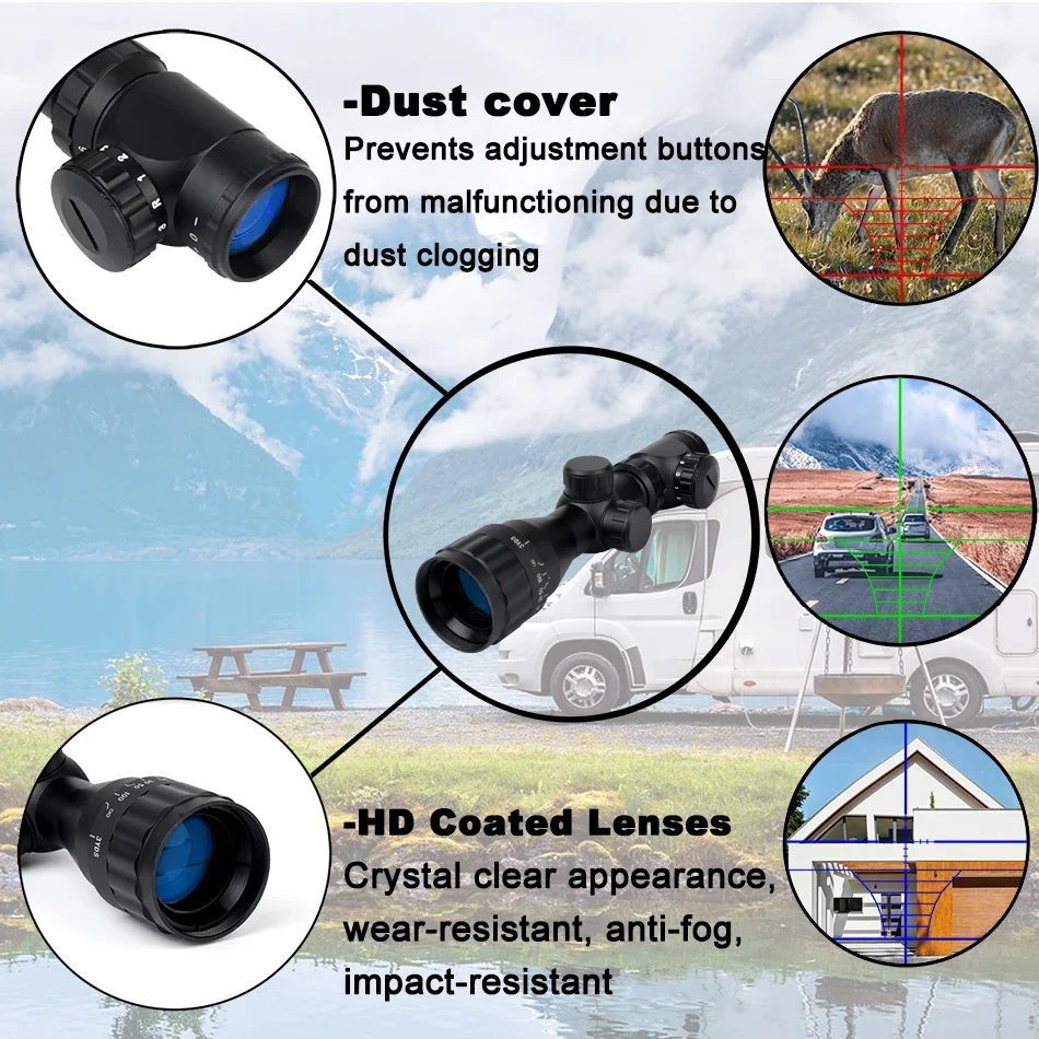 Mira telescópica para caza al aire libre, dispositivo de visión táctica portátil, ajustable, tri-iluminada, compatible con montaje en riel de 11mm/20mm, 2-6x32 AOE - imagen 4