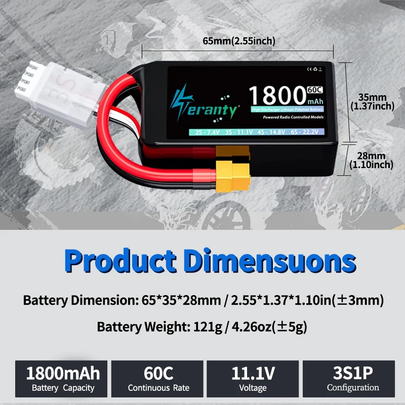 Batería LiPo de tres celdas alta capacidad para dron FPV - imagen 4