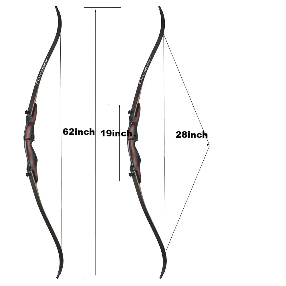 Toparchery 62 "tiro con arco recurvo y flechas mano de madera 20-50 libras para adultos y principiantes Kit de práctica de caza al aire libre - imagen 3